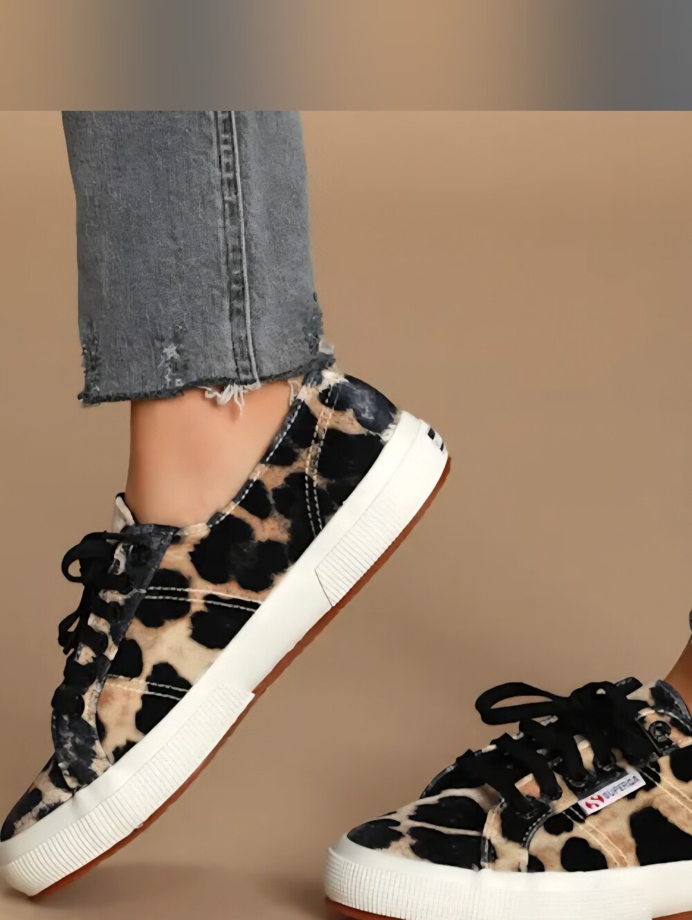 Superga Leopard Velvet Sneakers Size 8.5